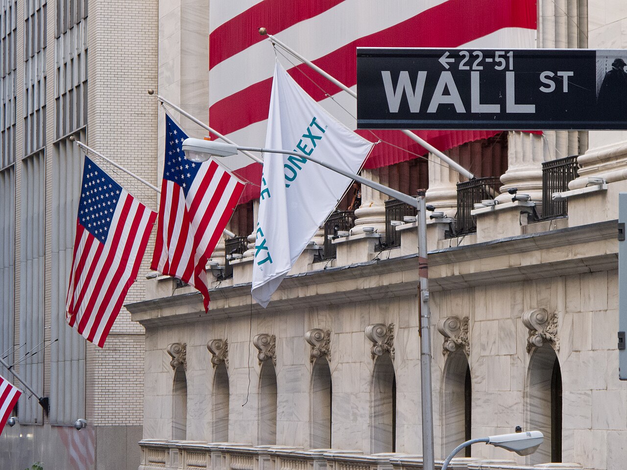 Fachada da Bolsa de Valores de Nova York no centro financeiro
