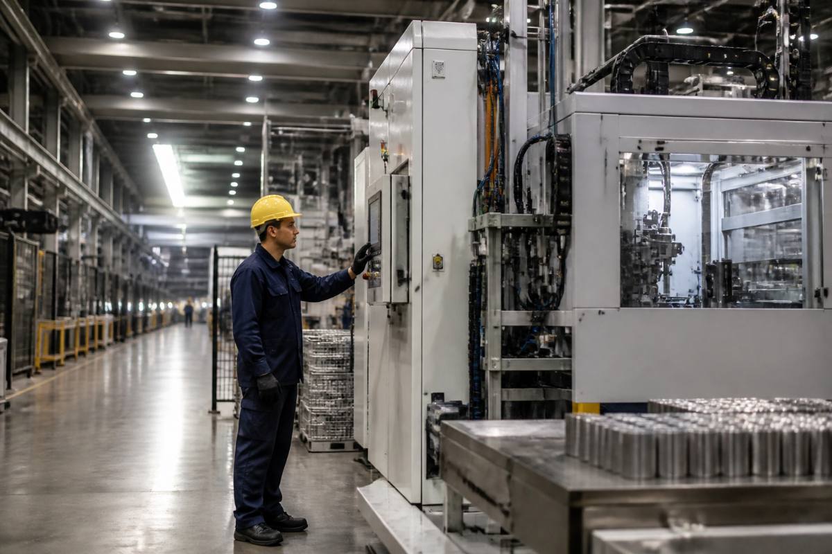 Linha de montagem de uma fábrica da indústria de transformação