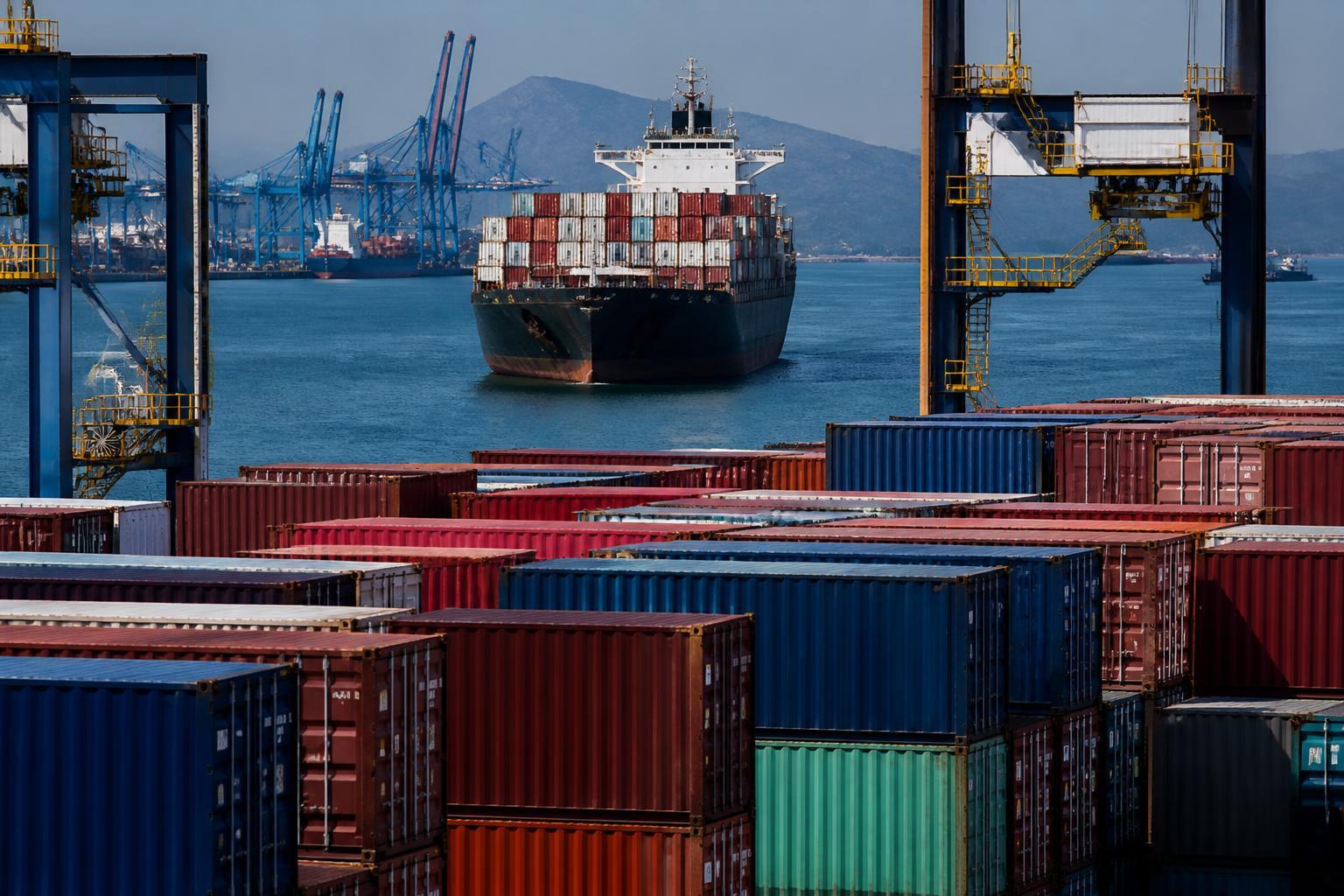 Contêineres de carga no Porto de Santos