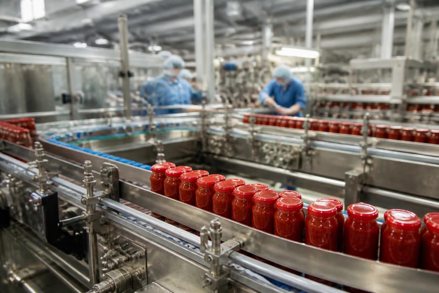 Linha de produção industrial com caixas e mercadorias
