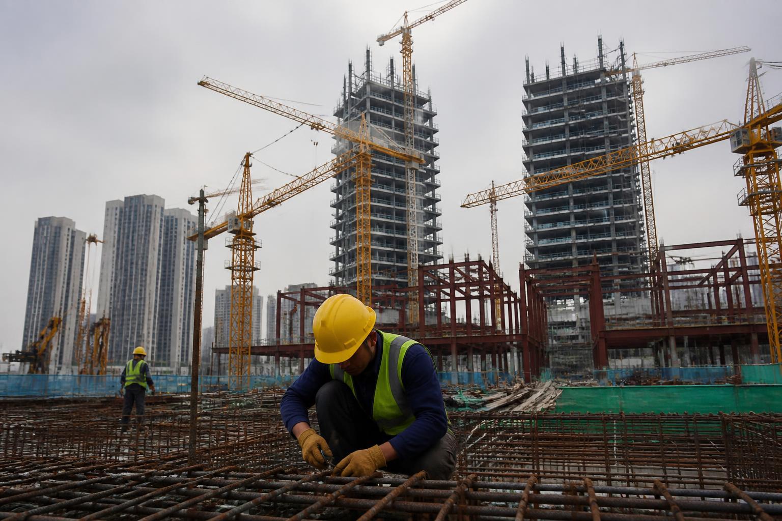 Canteiro de obras e estruturas industriais na China