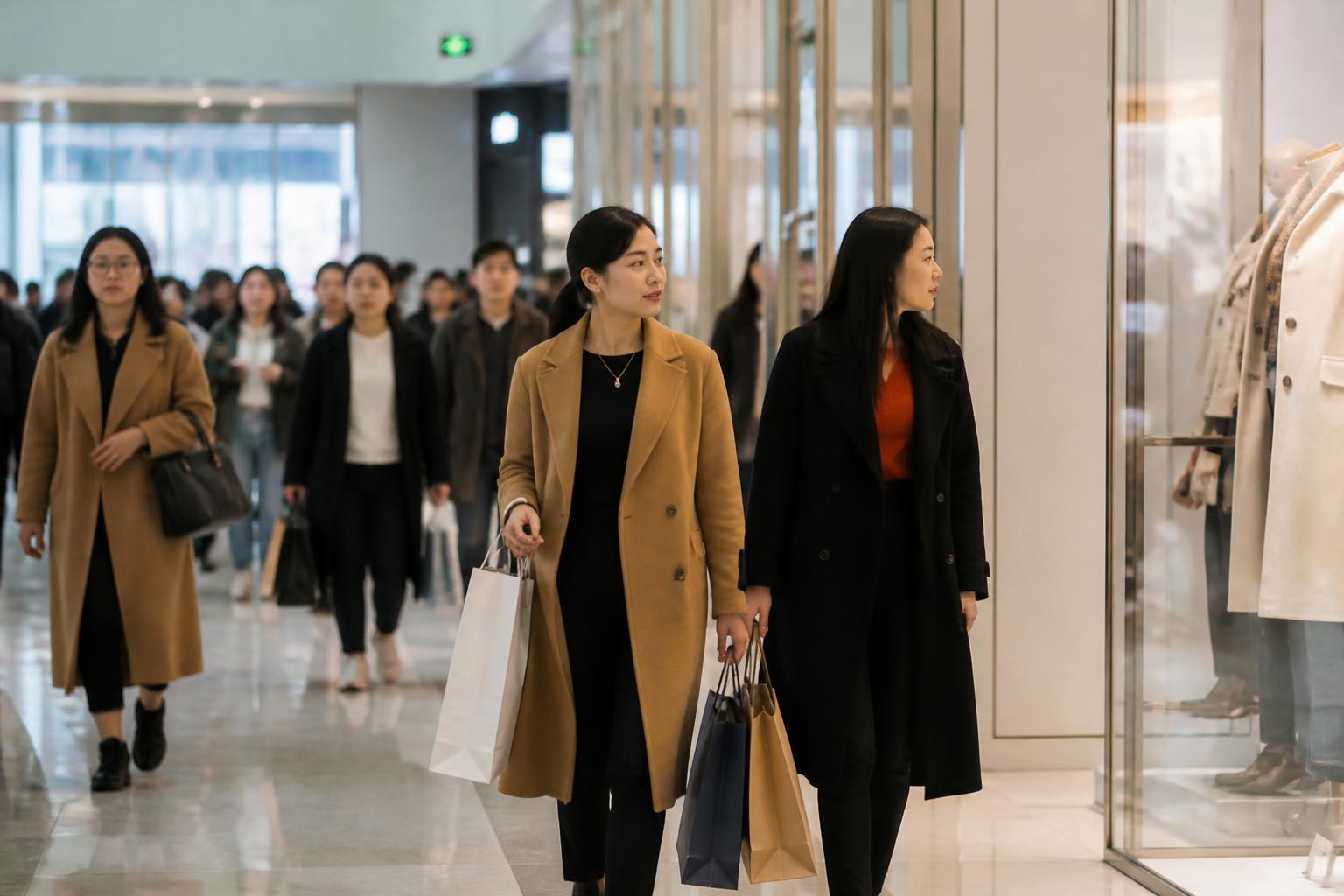 Consumidores em centro de compras do varejo em dia de movimento