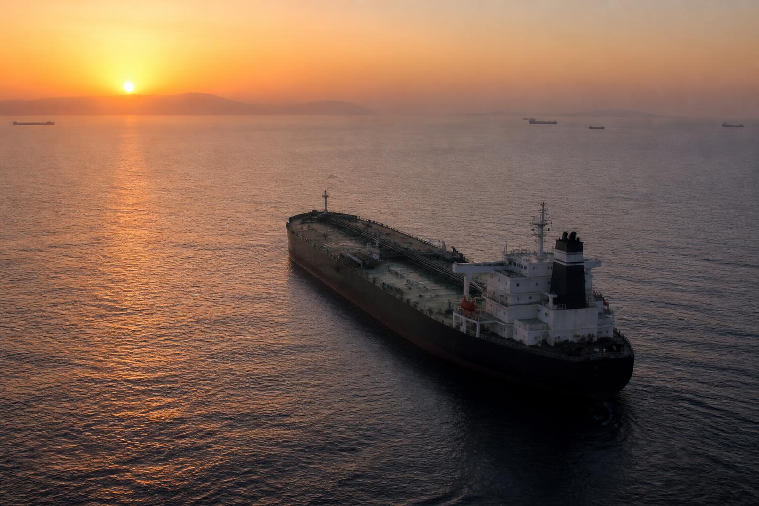 Navio petroleiro navegando no Estreito de Ormuz