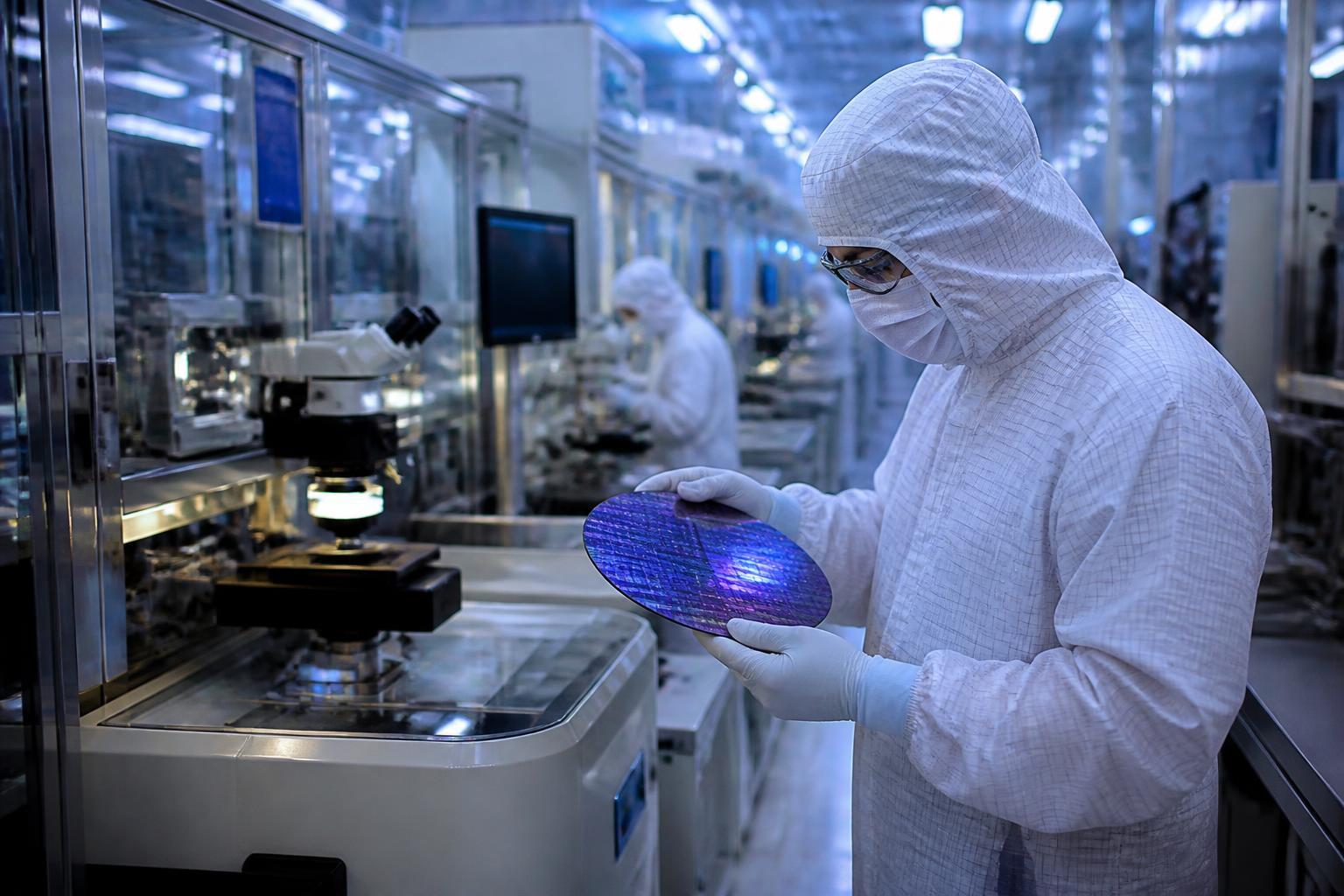 Instalações de alta tecnologia para fabricação de chips de computador.