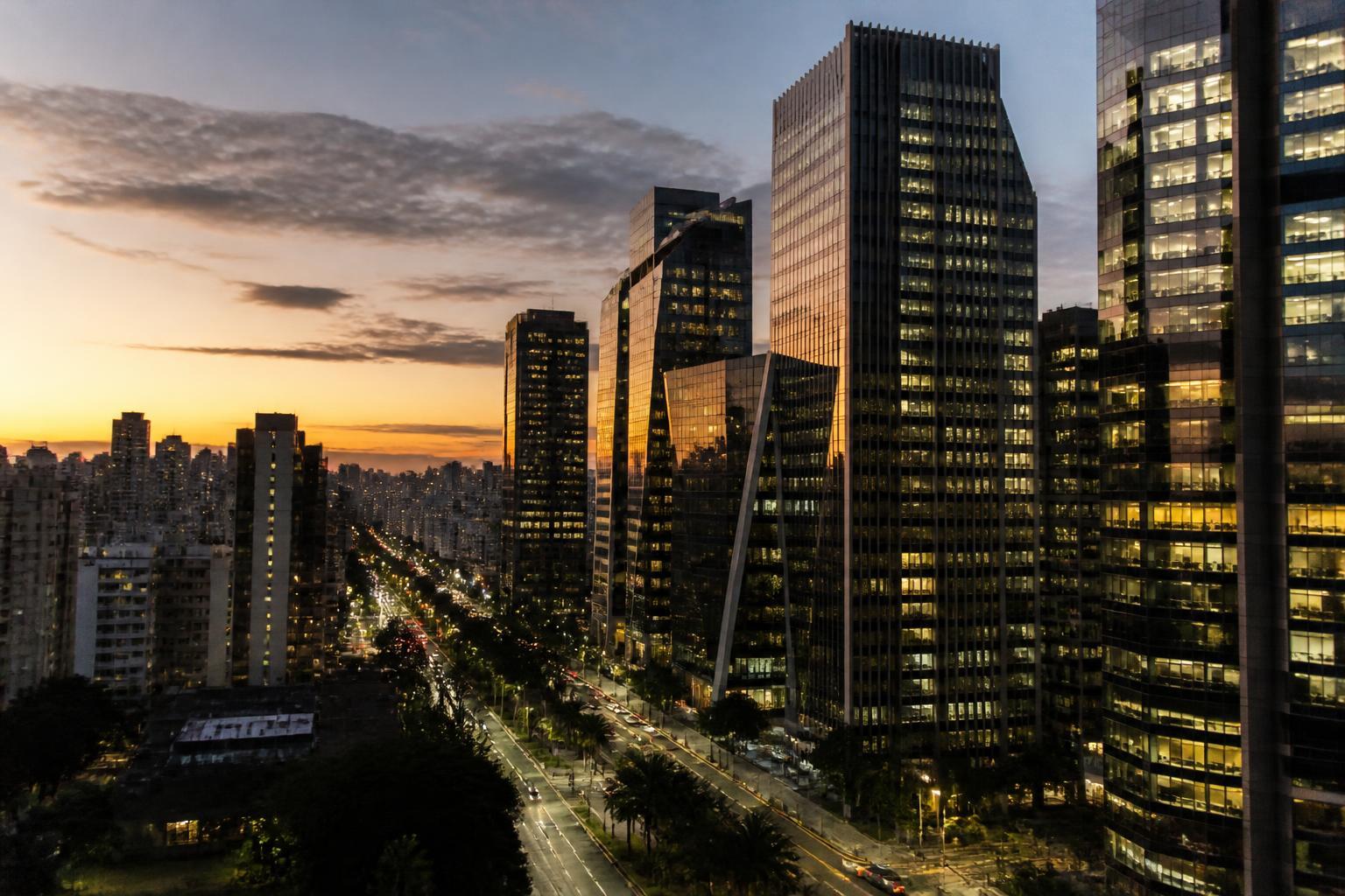 Edifícios do centro financeiro na Avenida Faria Lima em São Paulo