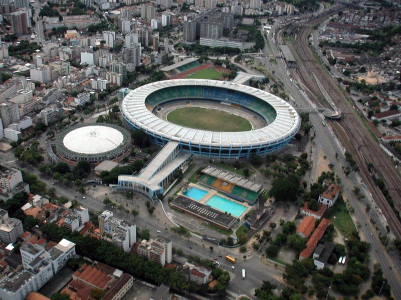 Visão aérea do Estádio do Maracanã no Rio de Janeiro.